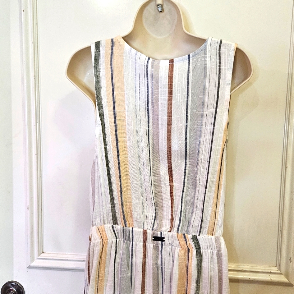 RVCA White MultiColor Striped Sleeveless Button-Down Arizona Dress,Large,NWT - Picture 8 of 16